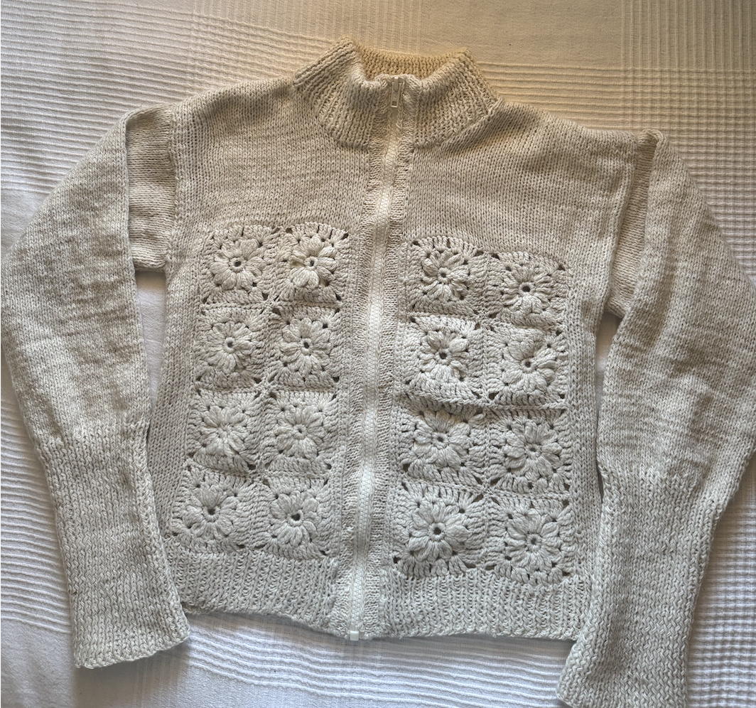 Jersey-Chaqueta Upcycling con Granny Squares
