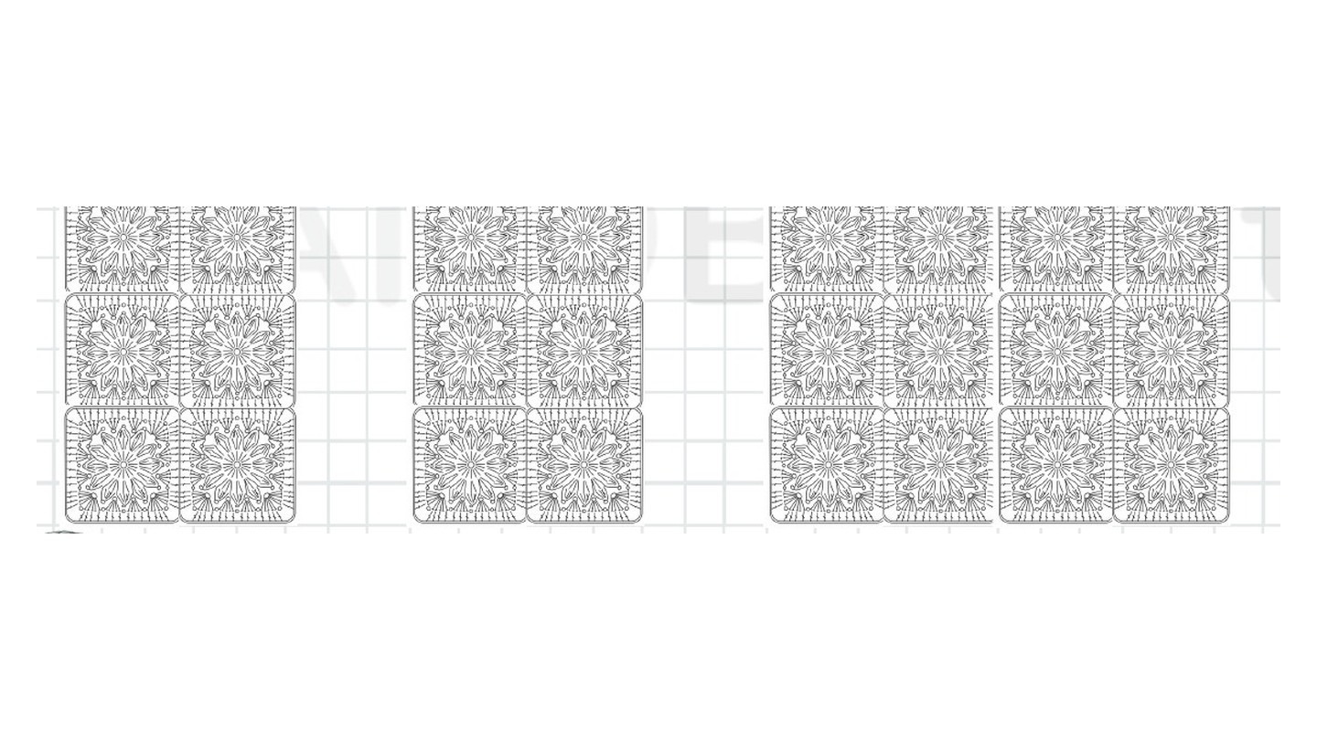 Distribución de seis granny squares en cada delantero y doce granny squares en la espalda